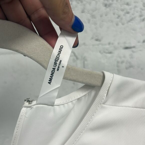 Amanda Uprichard White Off-the-Shoulder Maxi Dress Belted - Short Sleeve SMALL - Picture 4 of 4